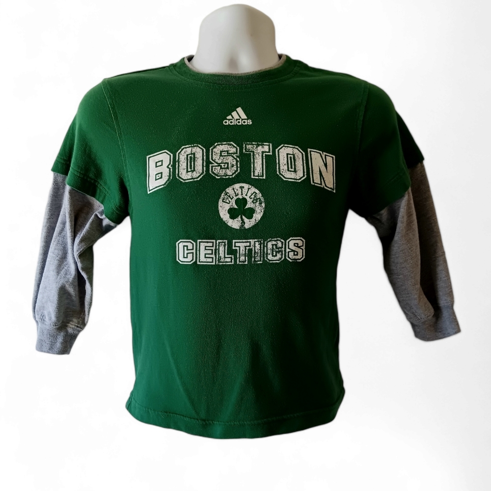 Adidas Boston Celtics boy's green/gray long-sleeve t-shirt size S